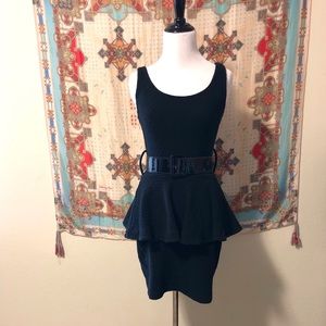 Betsey Johnson Black Knit Peplum Dress Small